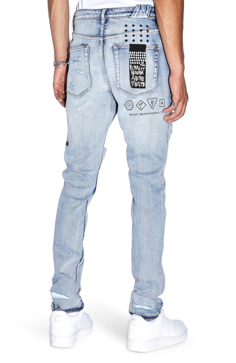 Ksubi Chitch Enjoy Trashed Ripped Slim Fit Tapered Leg Jeans, Alternate, color, 