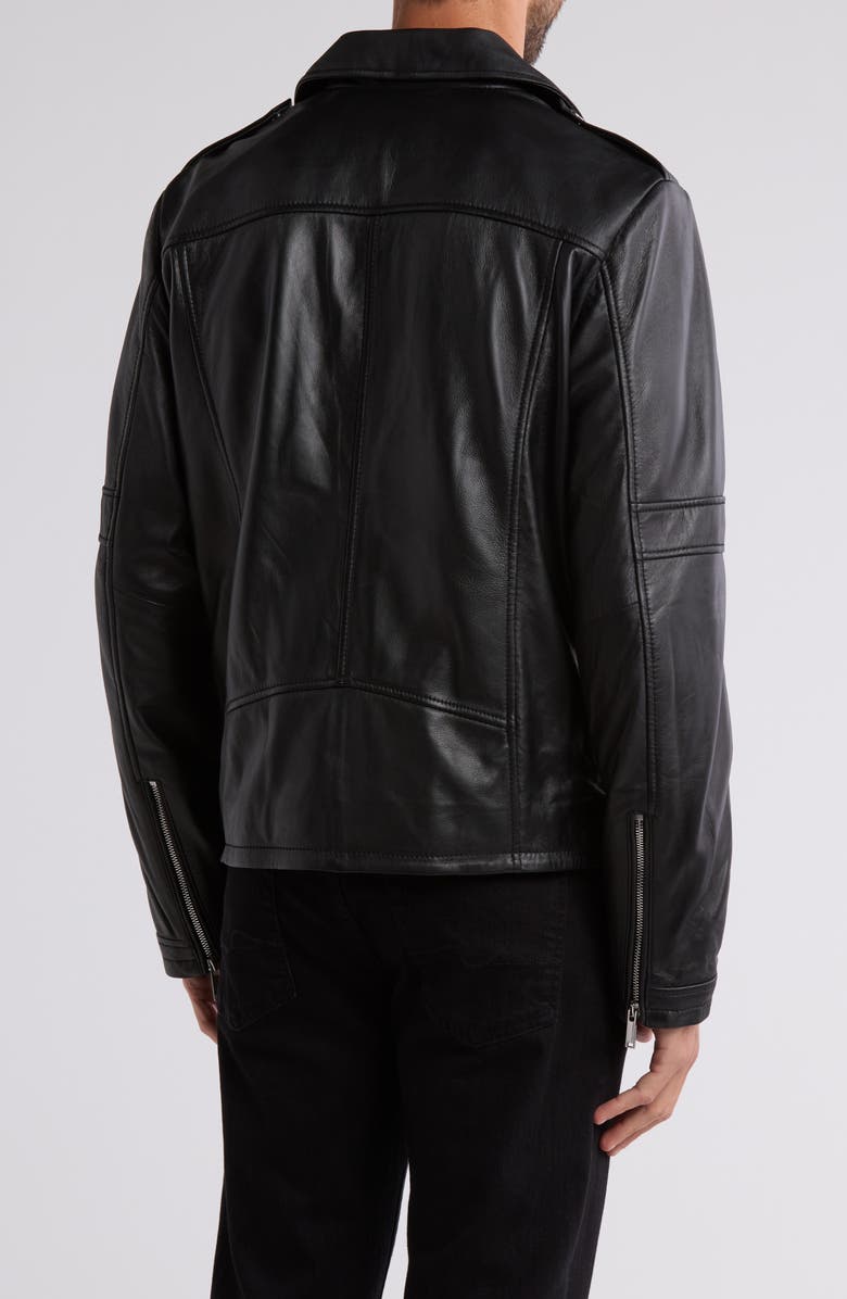 KARL LAGERFELD PARIS Leather Moto Jacket, Alternate, color, Black