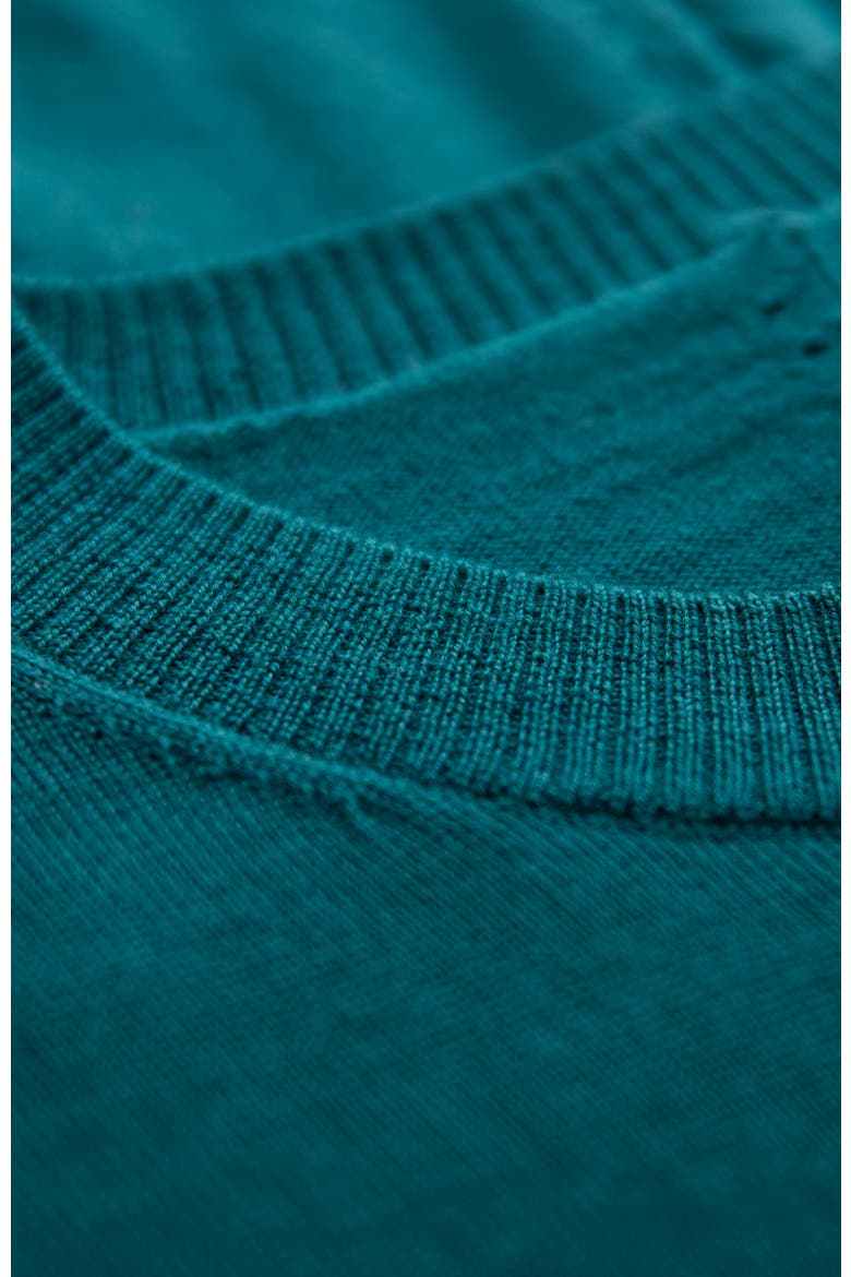 Fine Knit Merino Crew Neck Cardigan, Alternate, color, Teal