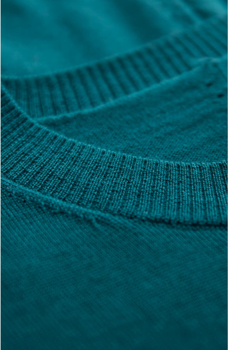 Celtic & Co. Fine Knit Merino Crew Neck Cardigan, Alternate, color, Teal