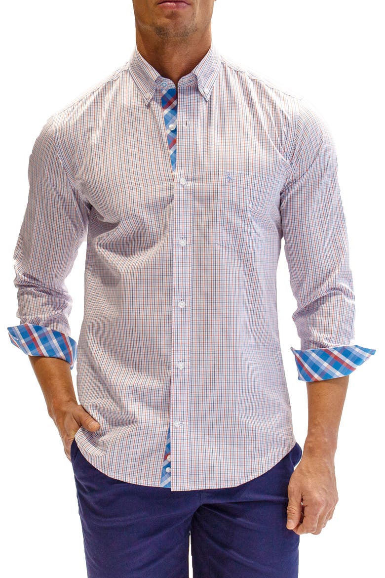 Heritage Check Print Long Sleeve Cotton Button-Down Shirt (Men