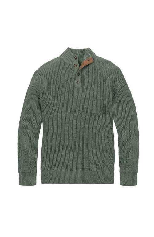 Hope & Henry Organic Mock Neck Cardigan Stitch Sweater In Green