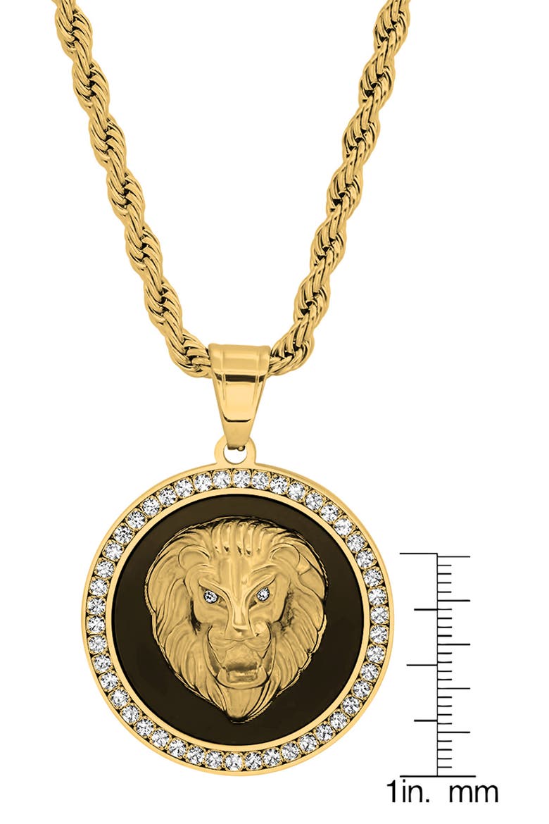 18K Gold Plated Pave Crystal Lion Pendant Necklace, Alternate, color, YELLOW