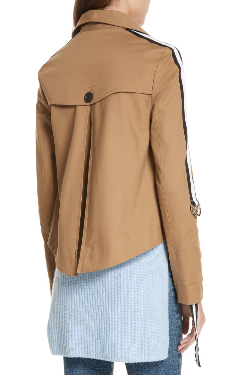 Veronica Beard Mert Belt Sleeve Crop Trench Coat, Alternate, color, 