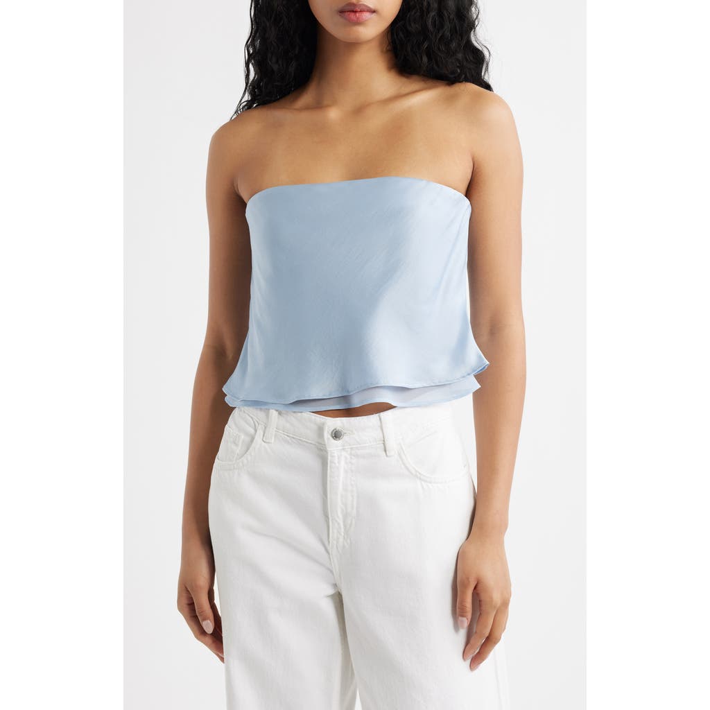 MANGO Azur Strapless Crop Top in Lt-Pastel Blue at Nordstrom, Size Xx-Large
