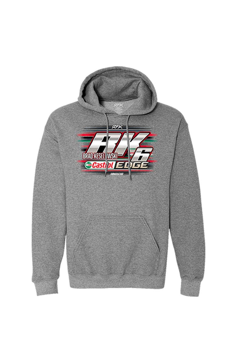 RFK Racing Men's RFK Racing Heather Gray Brad Keselowski Castrol Edge Car Pullover Hoodie, Alternate, color, 