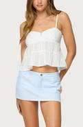 EDIKTED Tamora Eyelet Crop Cotton Babydoll Tank Top
