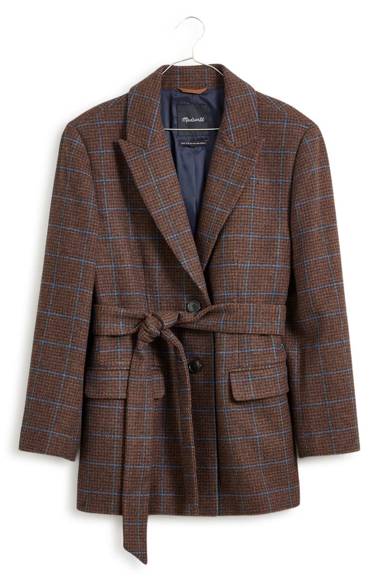 Madewell The Bedford Plaid Oversize Belted Wool Blend Blazer, Main, color,
