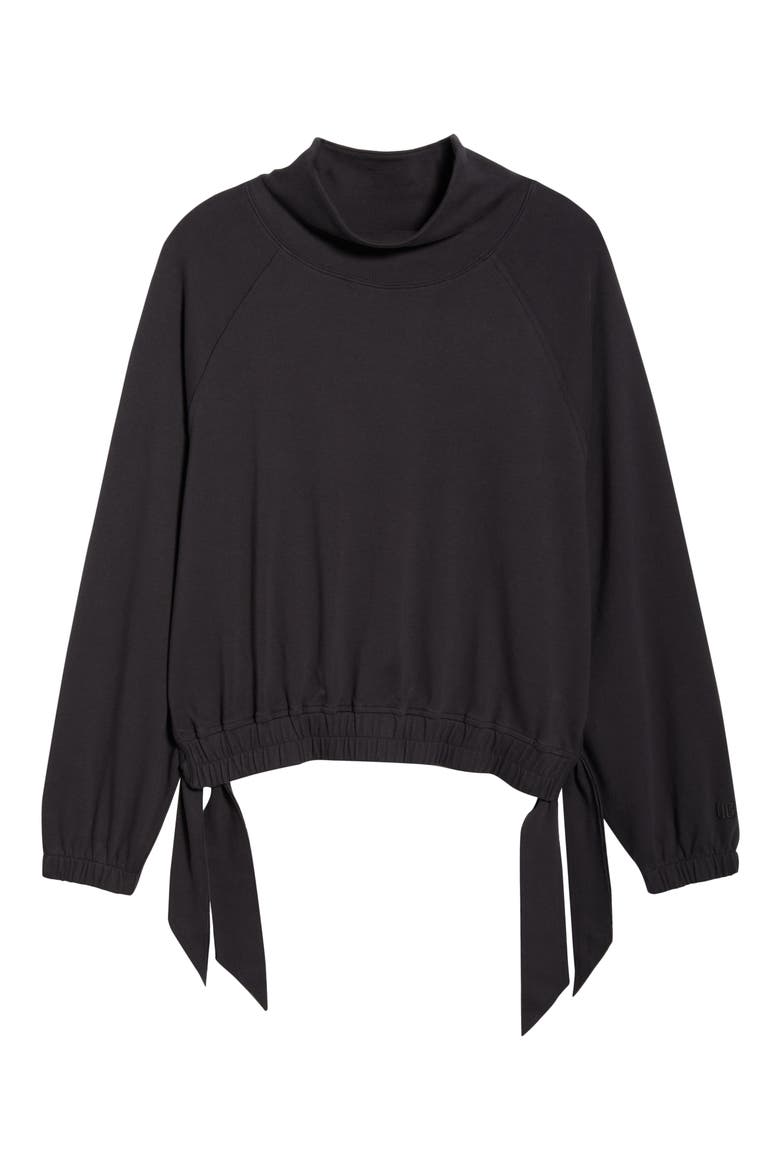 Seren Side Tie Funnel Neck Top, Alternate, color, INK