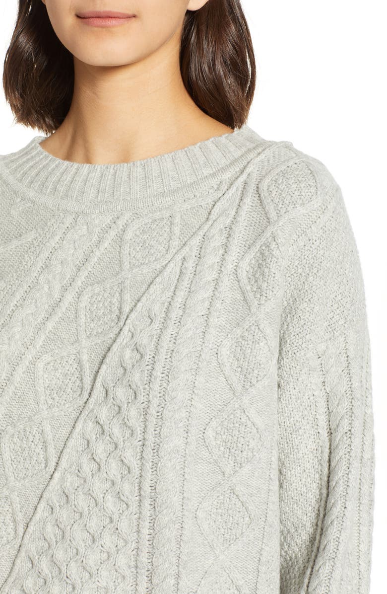 J.Crew Patchwork Cable Knit Oversize Tunic Sweater, Alternate, color, 
