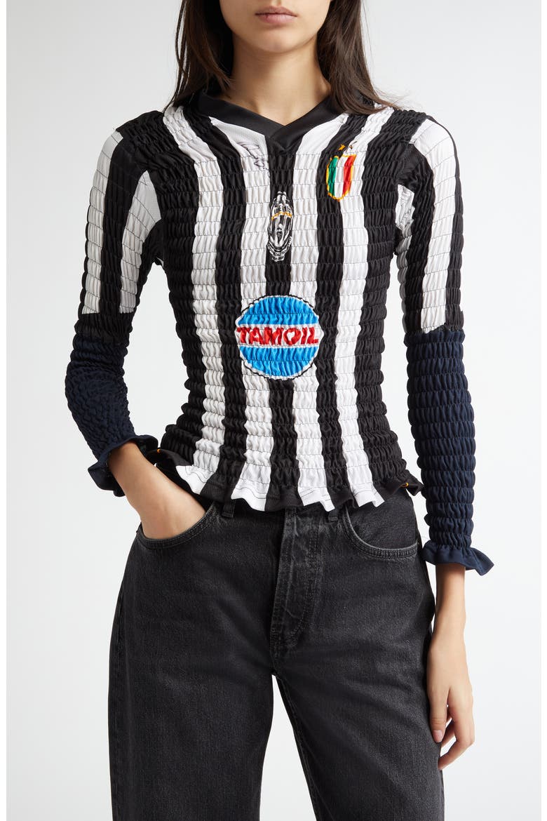 Shirred Soccer Jersey, Main, color, BLACK/ BLUE/ WHITE MULTI