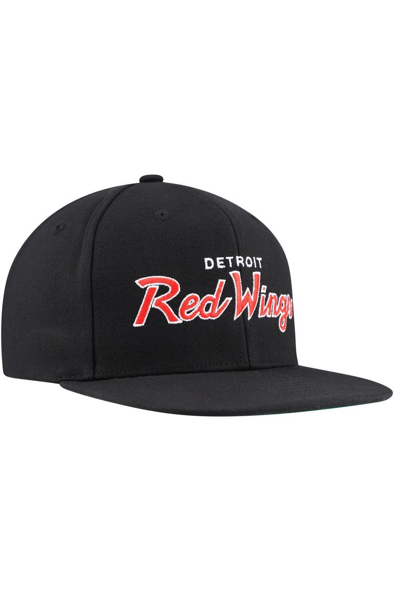Men's Mitchell & Ness Black Detroit Red Wings Core Team Script 2.0 Snapback Hat, Alternate, color, Black