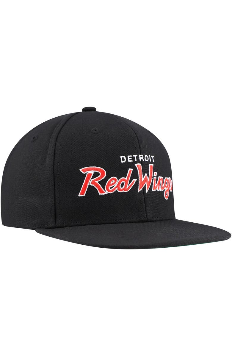 Mitchell & Ness Men's Mitchell & Ness Black Detroit Red Wings Core Team Script 2.0 Snapback Hat, Alternate, color, Black