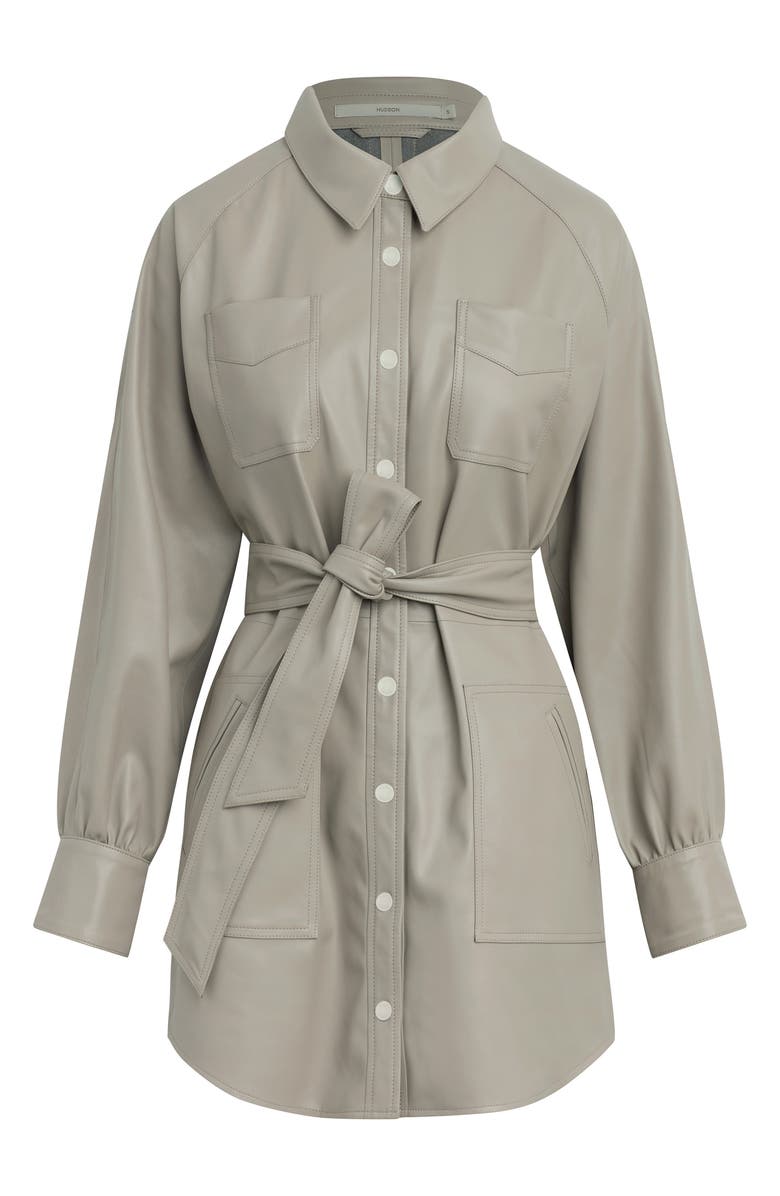 Hudson Jeans Long Sleeve Faux Leather Mini Shirtdress, Alternate, color,