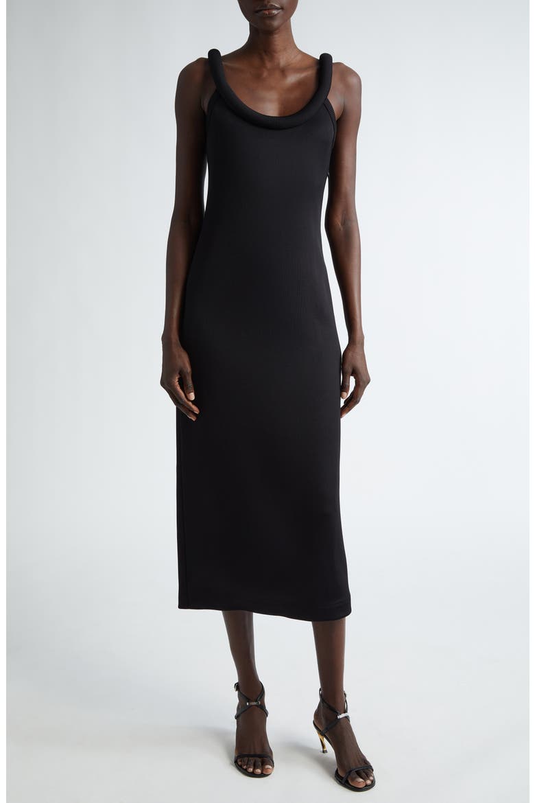 Scoop Neck Midi Sweater Dress, Alternate, color, BLACK