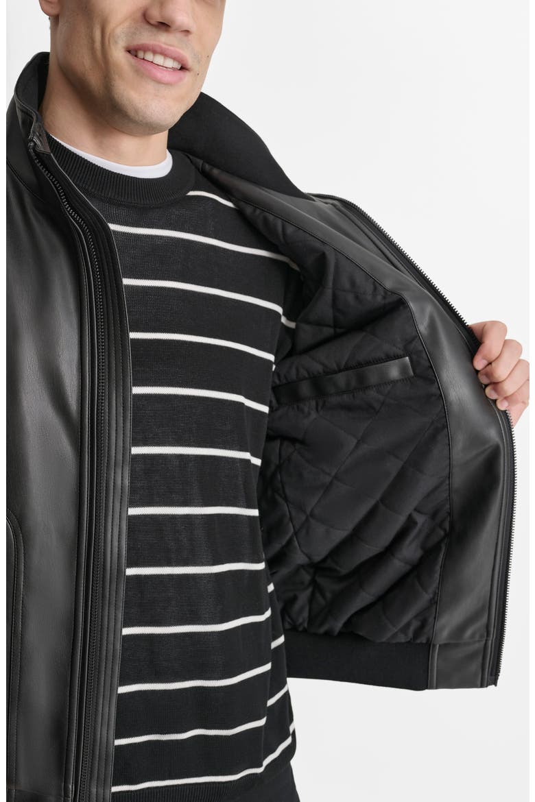 Faux Leather Bomber Jacket, Alternate, color, BLACK