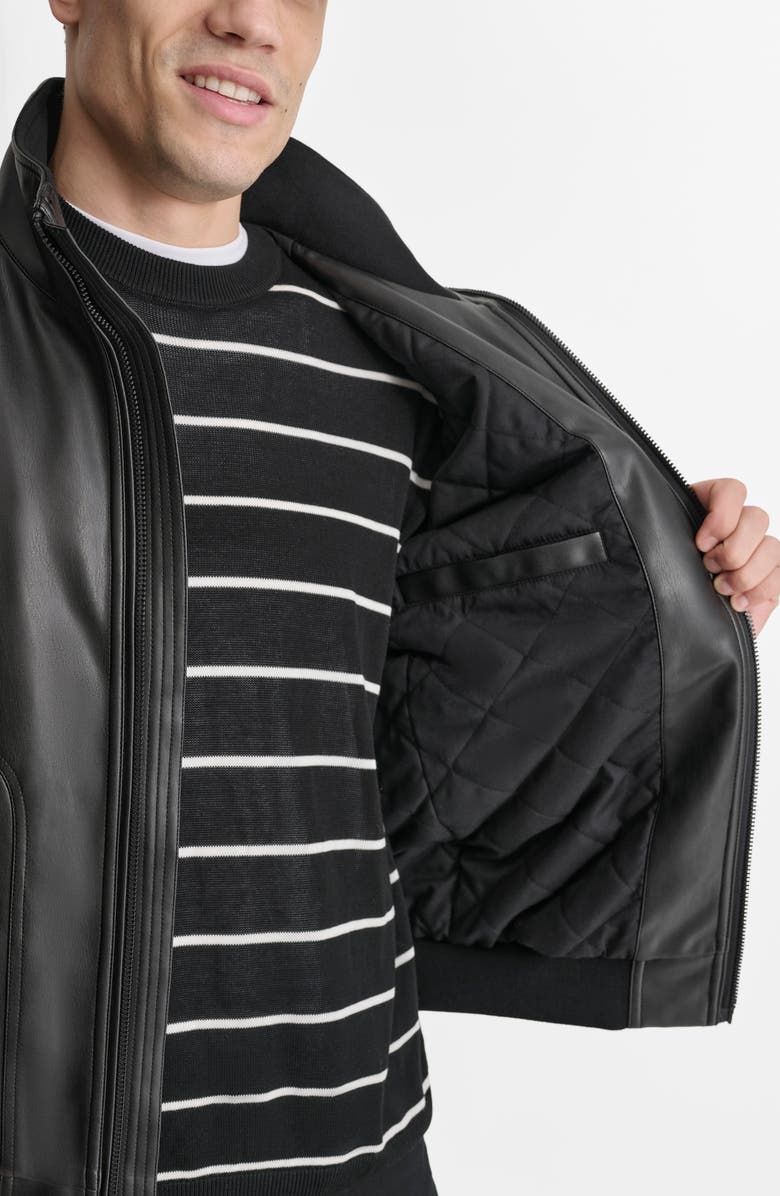 DKNY Faux Leather Bomber Jacket, Alternate, color, Black