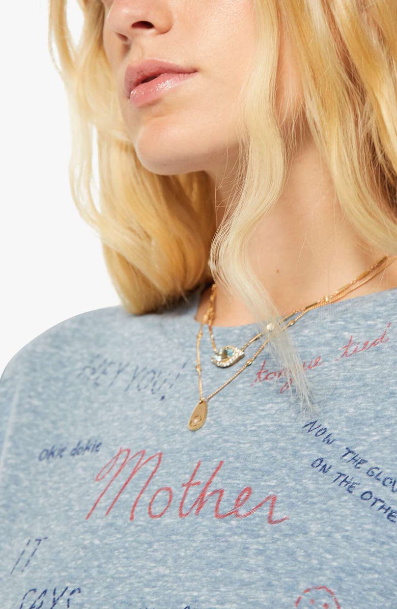 MOTHER The Boxy Goodie Goodie Appliqué Better Luck Graphic T-Shirt, Alternate, color, Tongue Tied