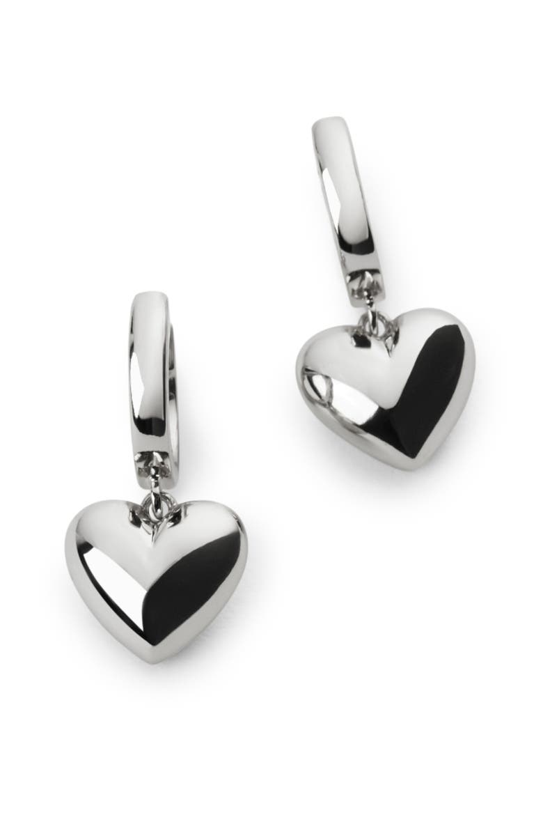 Puffed Heart Hoops - Jessica, Main, color, Silver