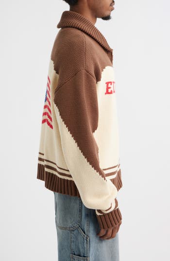 Camp Shawl Collar Zip Cardigan