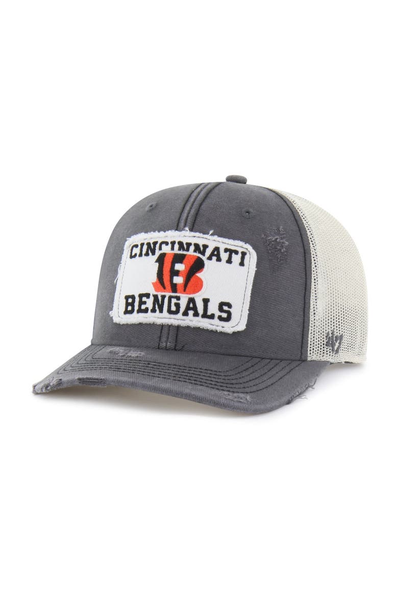 Men's '47 Charcoal Cincinnati Bengals Egremont Well-Worn Adjustable Trucker Hat, Main, color, Charcoal