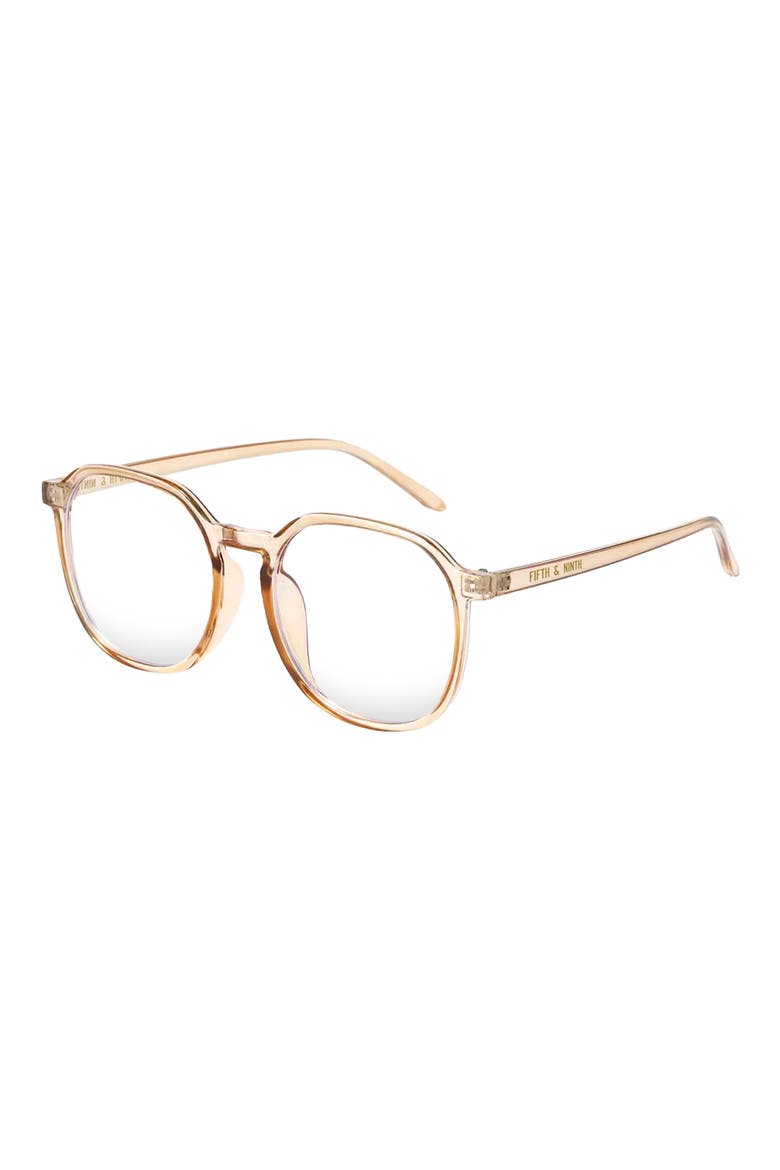 55mm Ruby Round Blue Light Blocking Glasses, Alternate, color, TAN/ CLEAR