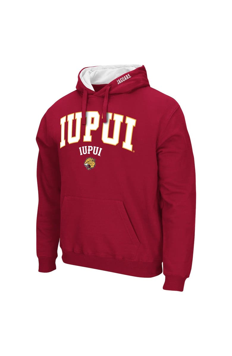 COLOSSEUM Men's Colosseum Crimson IUPUI Jaguars Arch & Logo 3.0 Pullover Hoodie, Alternate, color, Crimson