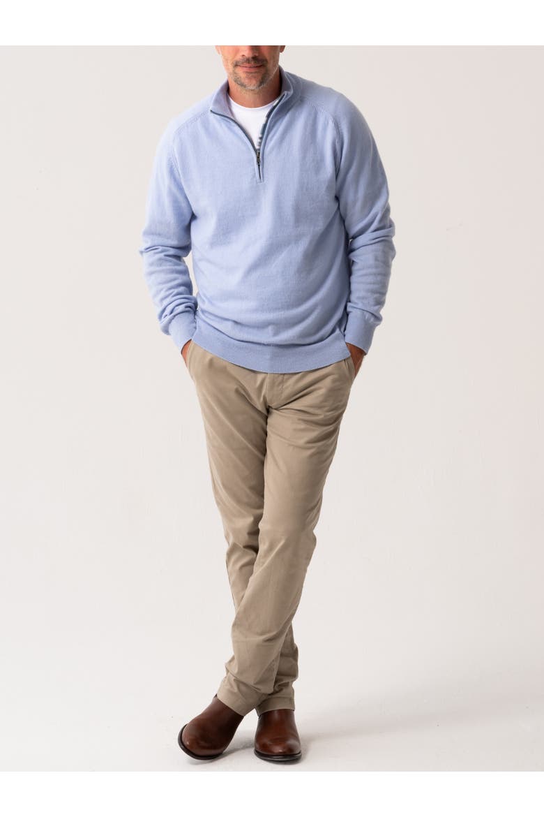 Cashmere Quatre Zip Sweater, Alternate, color, Light Blue