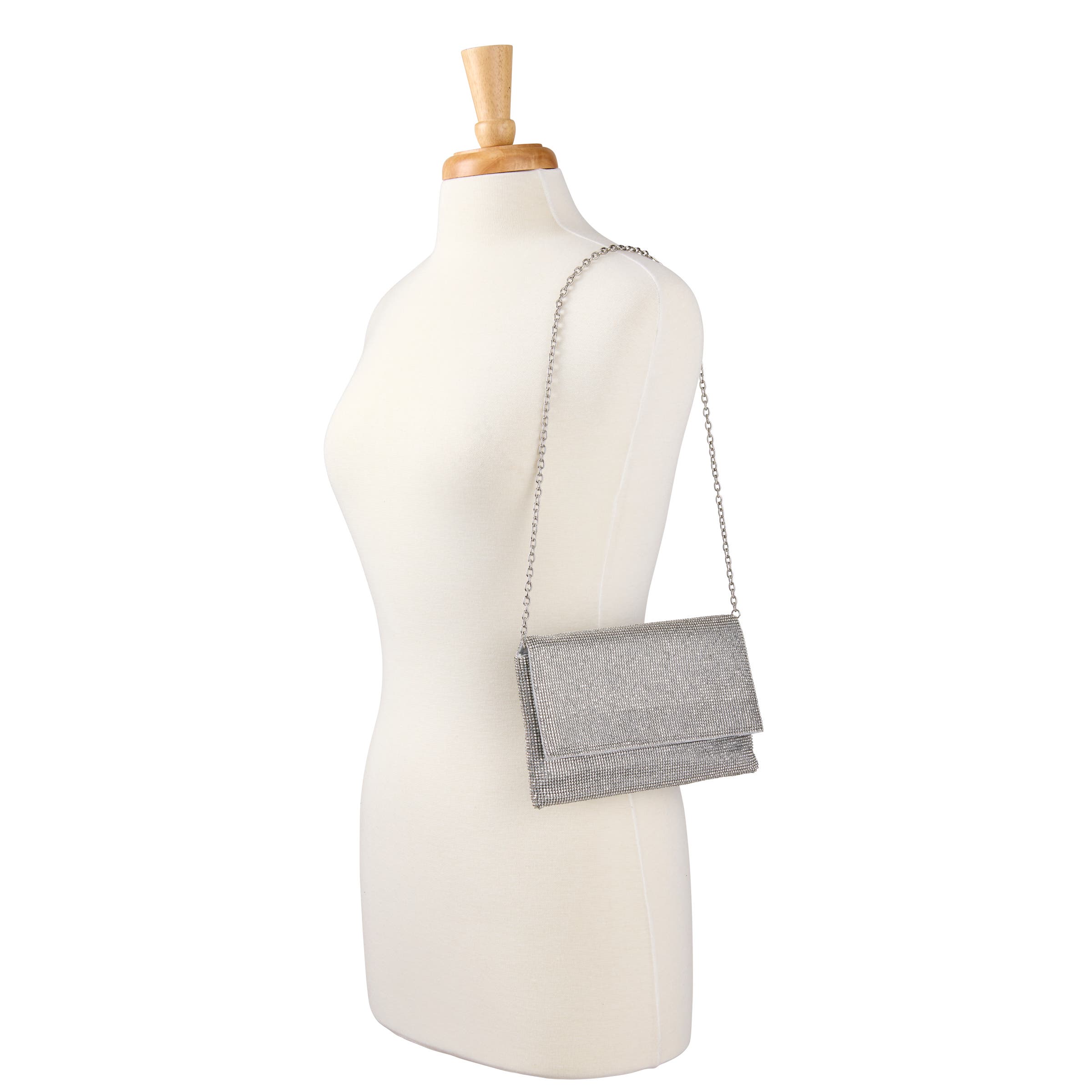 Whiting & Davis Gemma Crystal Clutch, Alternate, color, Pewter