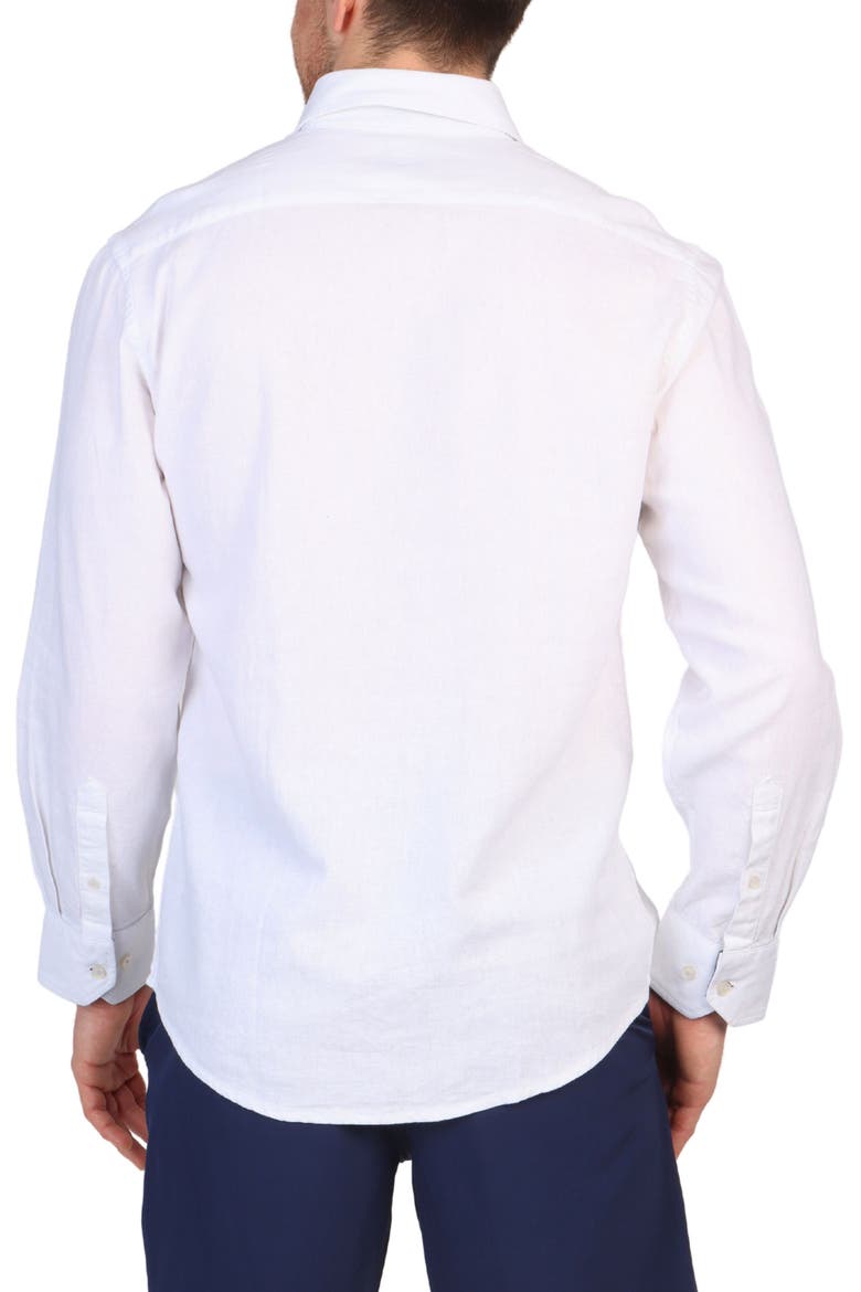 Linen Blend Button-Down Shirt, Alternate, color, DOVE WHITE
