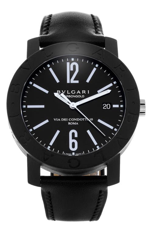 Shop Watchfinder & Co. Bvlgari Bvlgari Leather Strap Watch, 40mm In Black