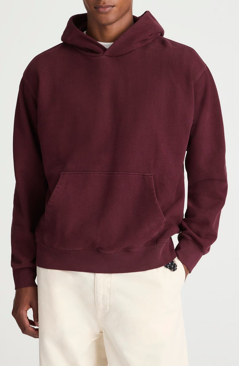 Madewell Woodland Brushed Terry Hoodie, Main, color, Dark Cranberry