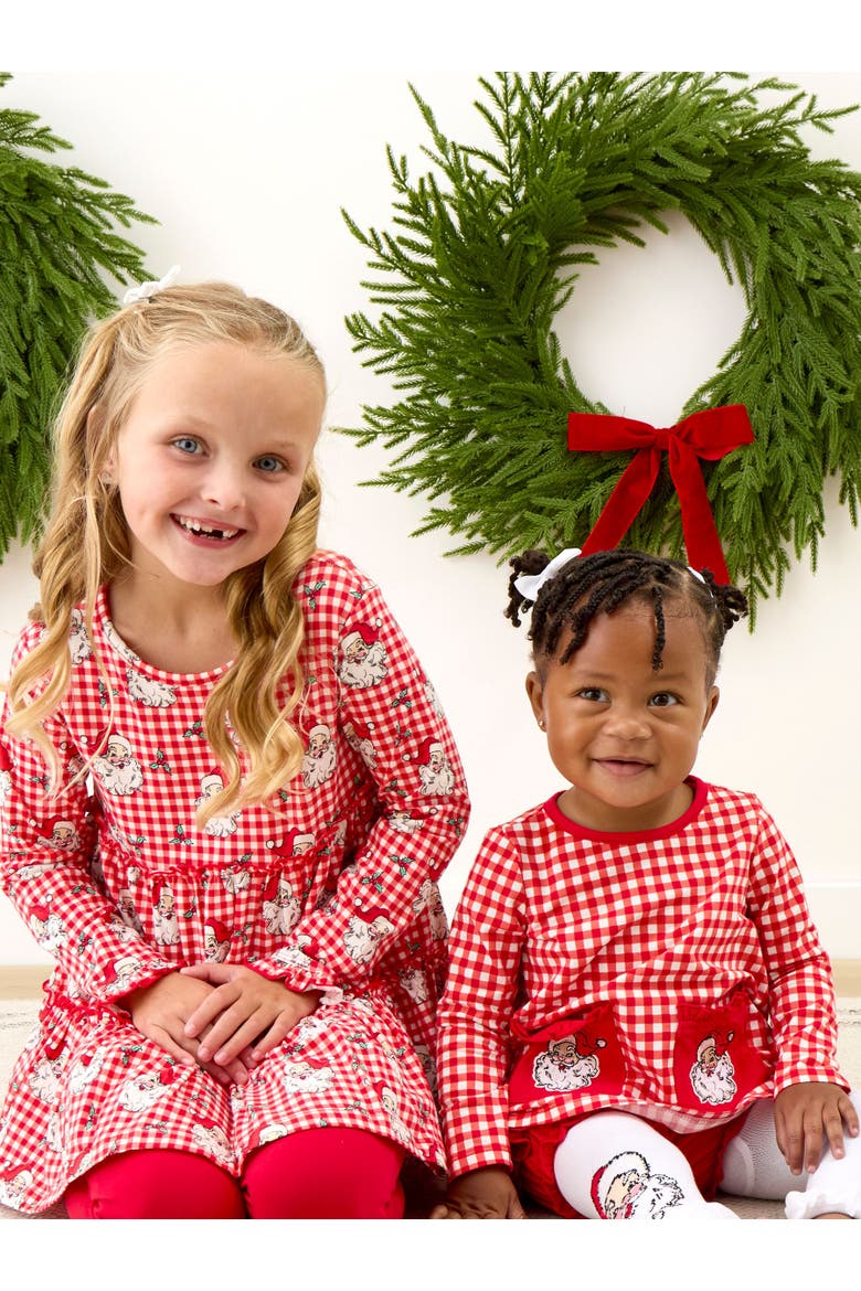 Holiday Knit Long Sleeve Applique Pocket Dress, Alternate, color, Red & White Gingham