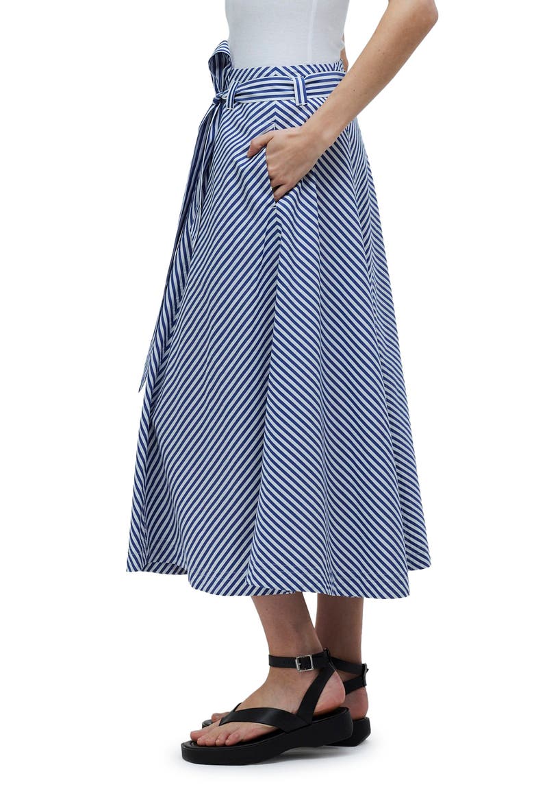 Stripe Flare Poplin Midi Skirt, Alternate, color, PURE BLUE
