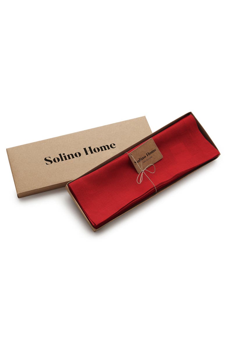 Linen Placemats Set of 6, 14 x 19 Inch - Fete, Alternate, color, Red
