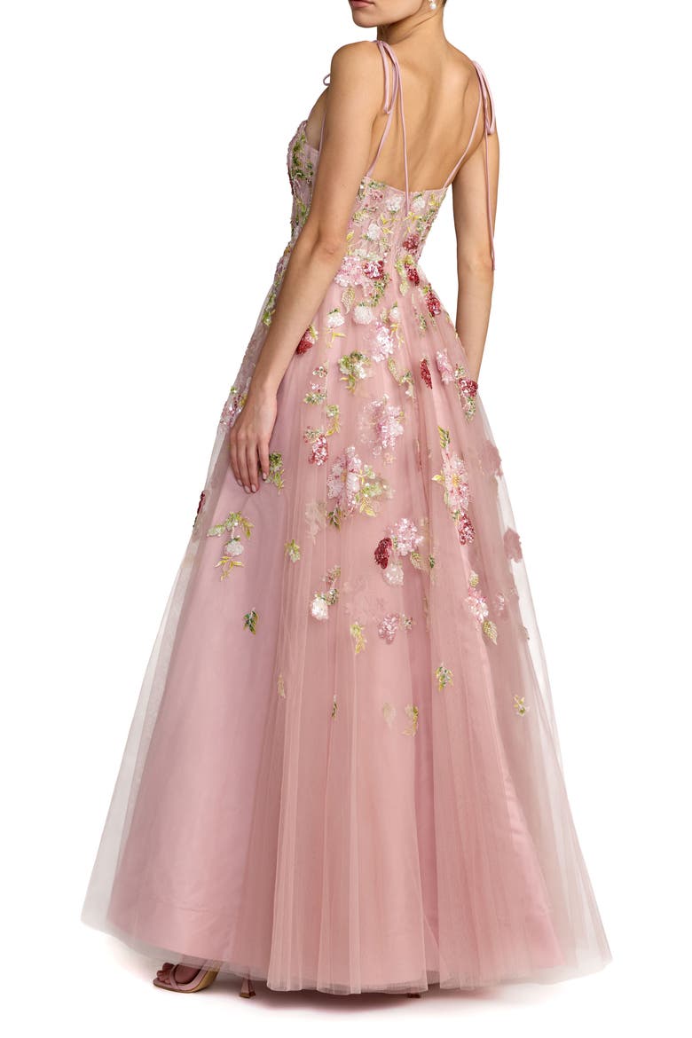 Floral Embellished Tulle Ballgown, Alternate, color, Mocha