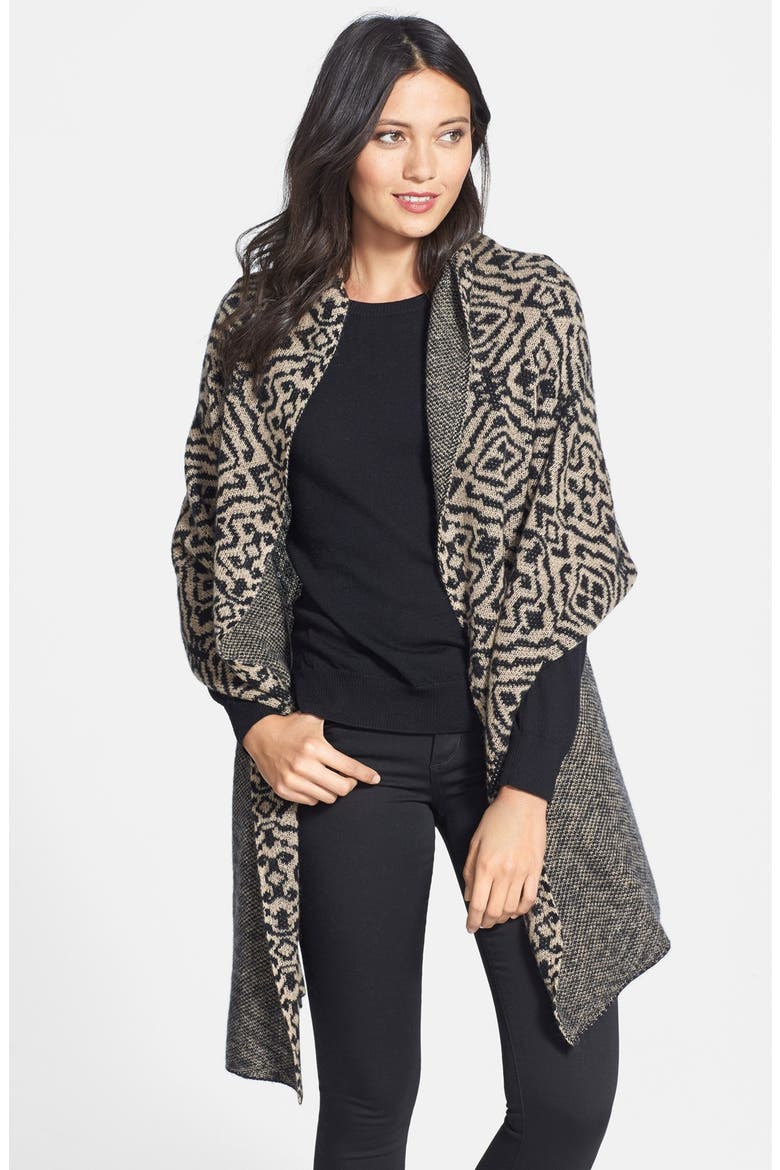 'Inamorado' Cashmere Wrap, Main, color, TAN SESAME/ BLACK