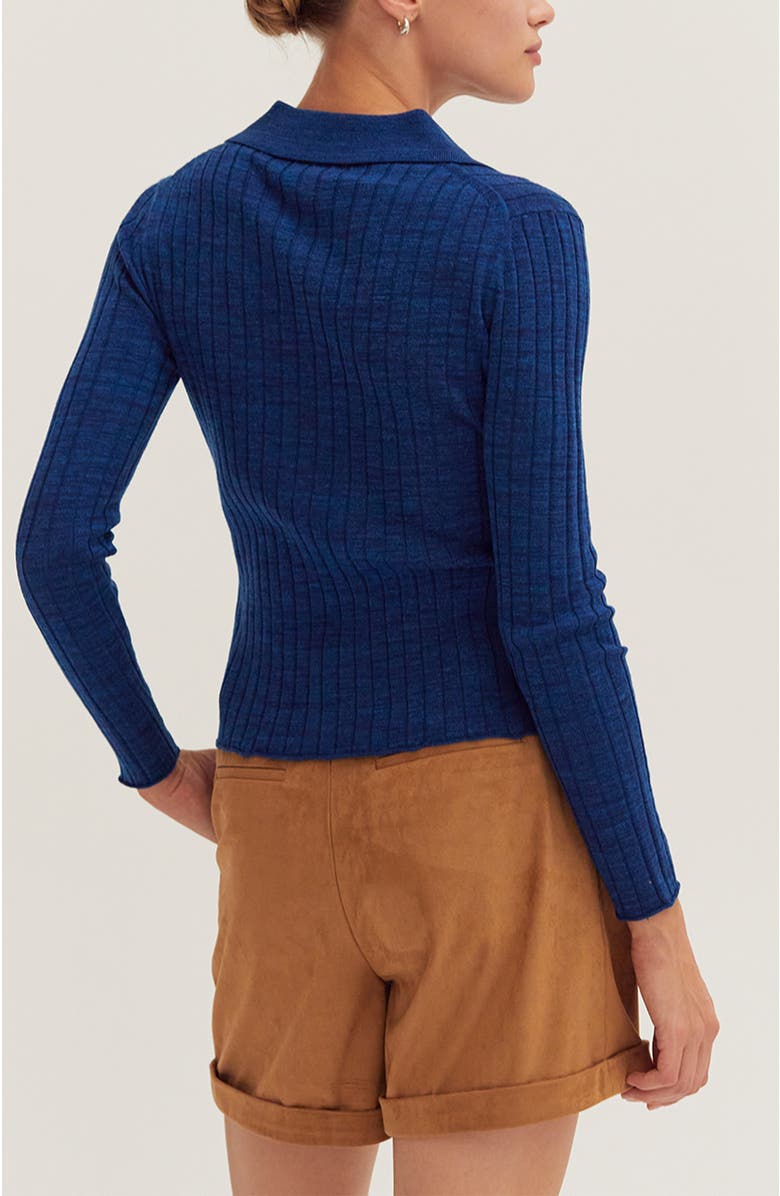 CRESCENT Polo Ribbed Knit Sweater Top, Alternate, color, Blue
