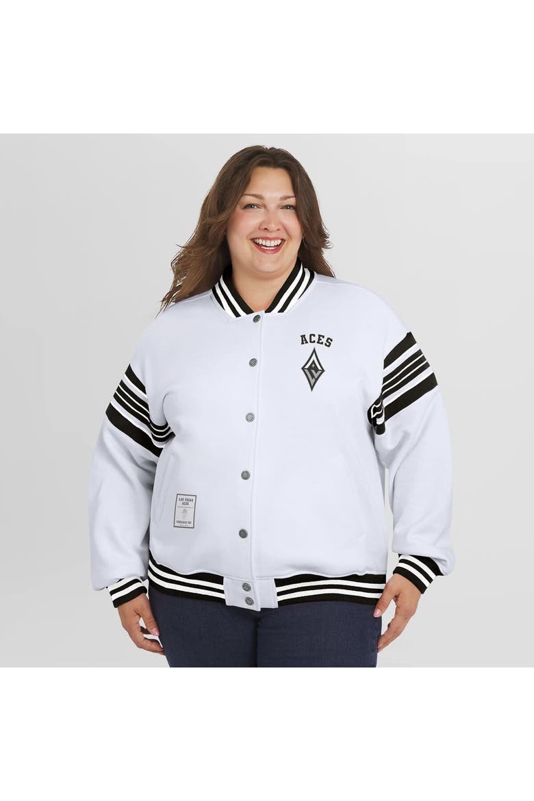 Women's WEAR by Erin Andrews White/Black WNBA Full-Snap Fleece Sweatshirt Jacket, Alternate, color, White