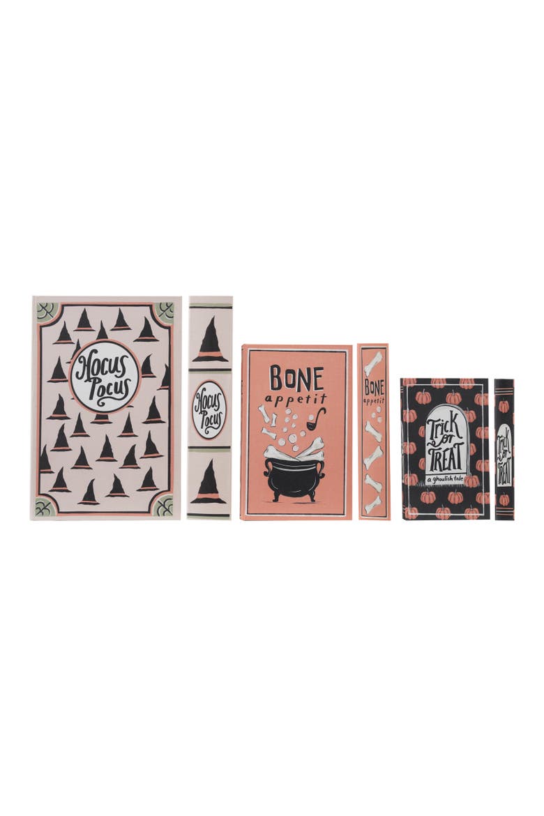 Reclaimed Wood & Canvas Halloween Book Boxes, Set, Main, color, Multicolor