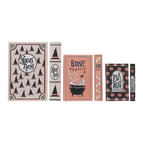 Reclaimed Wood & Canvas Halloween Book Boxes, Set