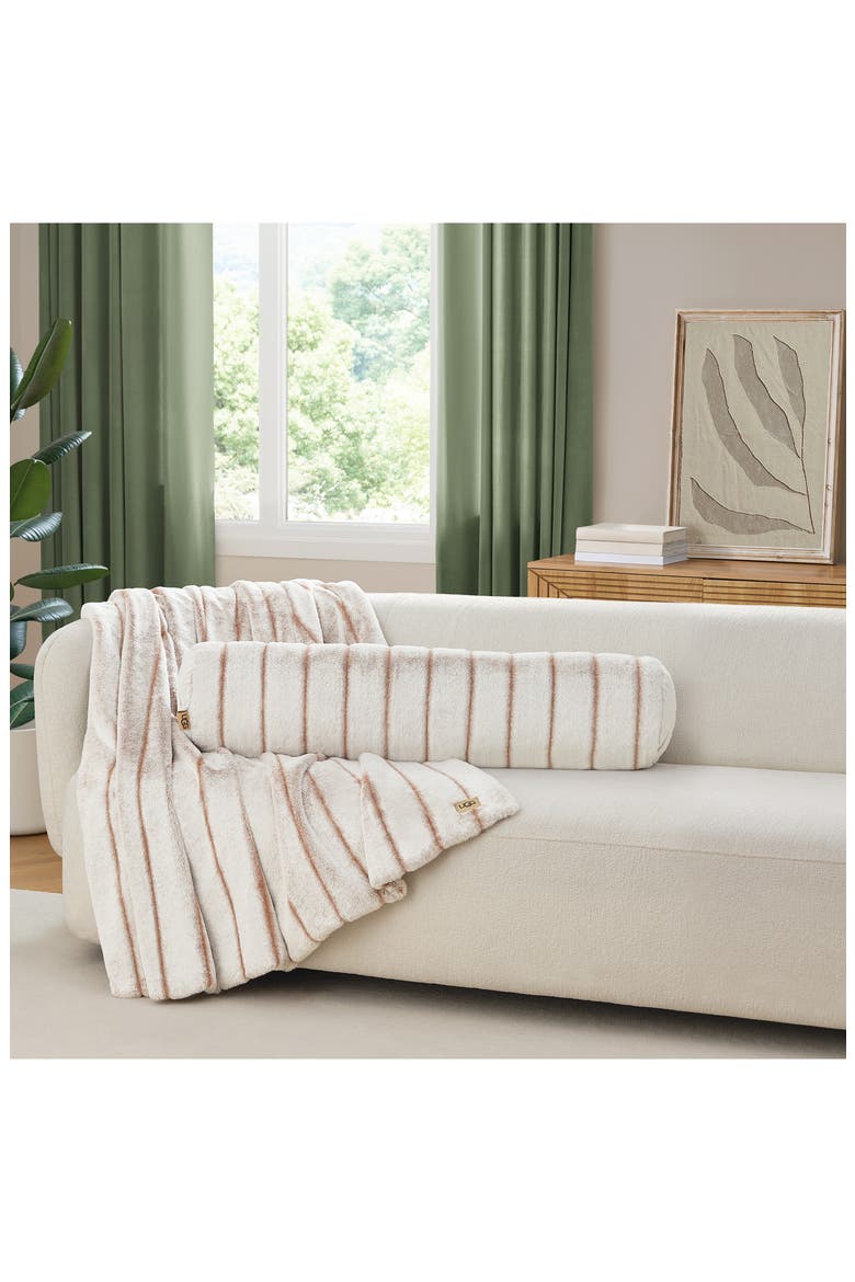 Stasia Faux Fur Throw Blanket, Alternate, color, SANDALWOOD