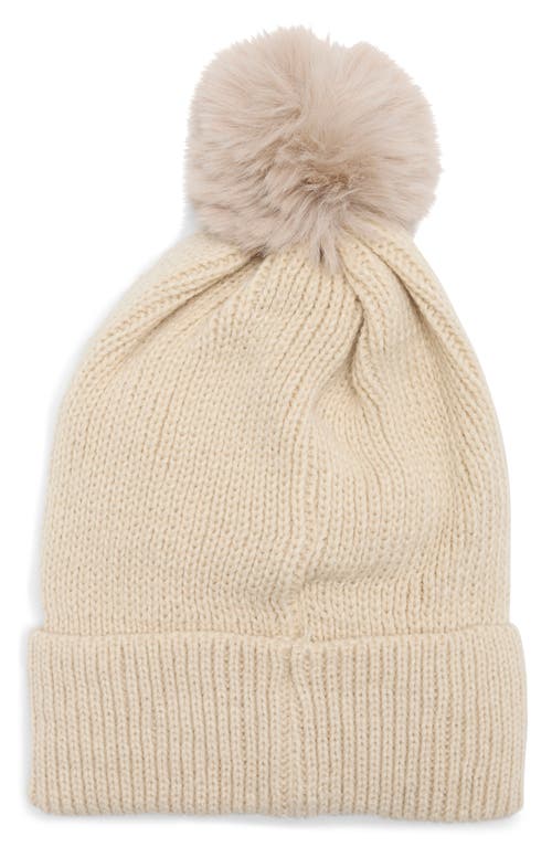 Nanette Lepore Scattered Embellished Faux Fur Pompom Beanie