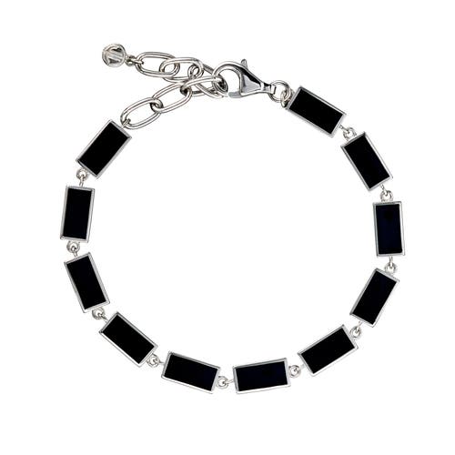 Jan Leslie Dash Rectangle Link Bracelet In Black
