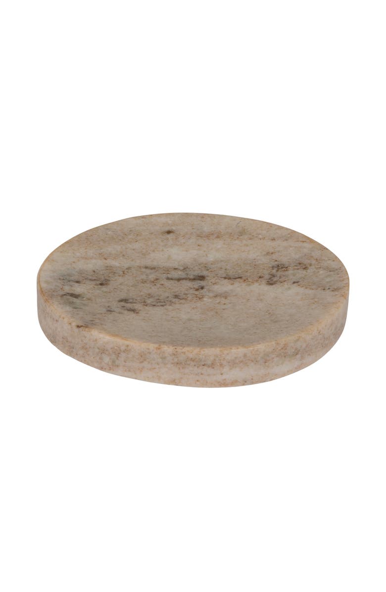 Storied Home Marble Round Soapdish, Main, color, Beige
