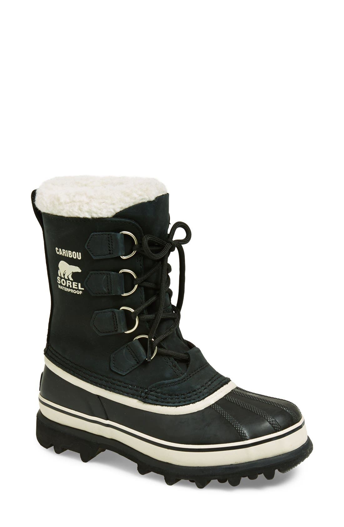 SOREL Caribou<sup>™</sup> WP Waterproof Boot, Main, color, Black/ Stone