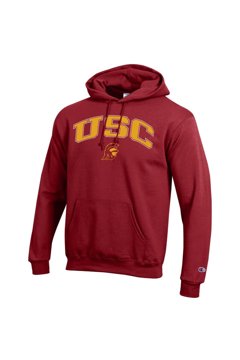 Men's Champion  Crimson USC Trojans Arched Logo Fleece Pullover Hoodie, Alternate, color, Crimson