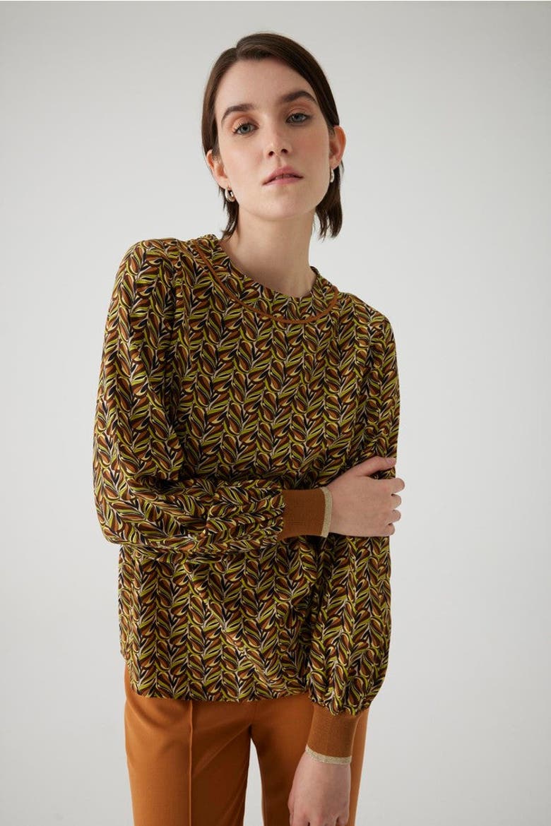 Adina Long Sleeve Blouse, Alternate, color, Brown