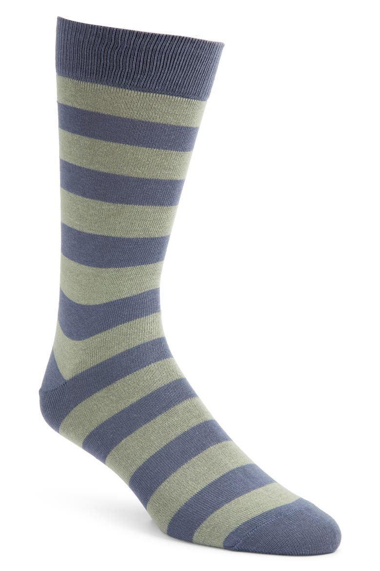 Stripe Cotton Blend Socks, Main, color, GREY GREEN STRIPE