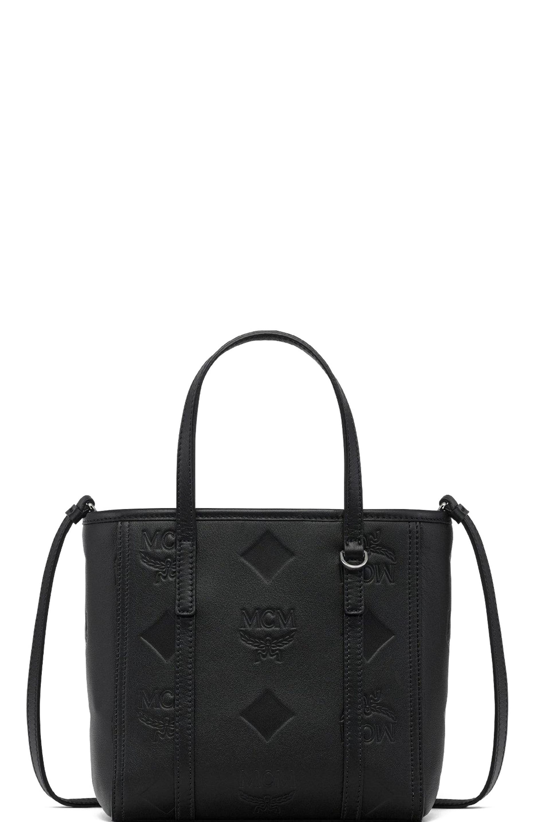 MCM Mini Toni Top-Zip Shopper in Maxi Monogram Leather, Main, color, Black